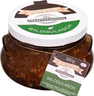 Produktbild von Dürrröhrsdorfer Wildgulasch im Glas - 60% Wildfleisch, purer Genuss!