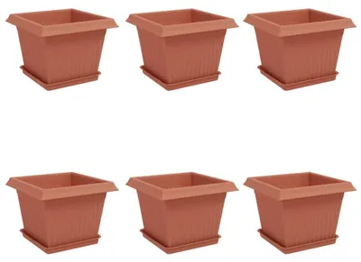Image de vidaXL : 6 pots de fleurs en plastique, couleur brique