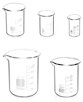 5 Messbecher aus Borosilikatglas, 100–5 ml, transparent