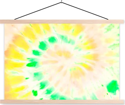 Produktbild von MuchoWow® Textilposter Krawattenfärbung - Gelb - Grün 60x40 cm mit holzfarbenen Rahmen - Bilder