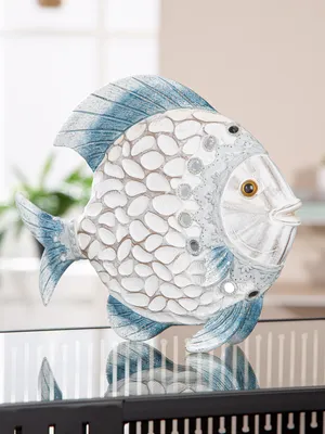 Produktbild von Gilde Figur, Fisch, Azuro , Kunstharz, weiß, hellblau, VE 2, L. 7 cm, B. 25 cm, H. 22 cm Höhe: 22.00 cm Breite: 24.50 cm Tiefe: 7.00cm 59536