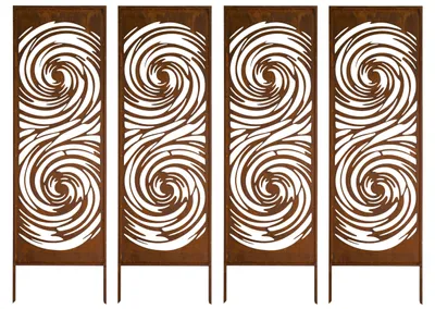 Produktbild von Sichtschutz Metall 4x - 160 x 50 cm - Edelrost - Rostoptik Sichtschutz für Garten - Sichtschutzelement - Sichtschutzwand - Gartendekoration Zaun Rost