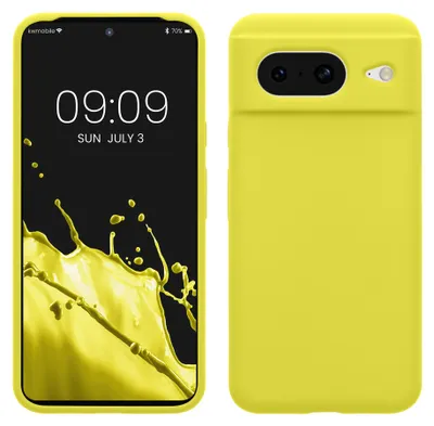 Produktbild von kwmobile Handyhülle für Google Pixel 8 Hülle, für Pixel 8 Case - Hülle Silikon - kabelloses Laden - Zitronengelb