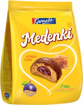 Zdjęcie produktu dla Karmela Medenki Pierniki z Nadzieniem Śliwkowym w Polewie Kakaowej 160g