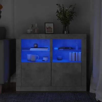Produktbild von CLORIS Beistellschränke mit LED-Leuchten 2 Stk Betongrau Holzwerkstoff, 29,9 kg