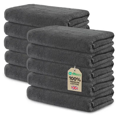 Obrázek produktu pro Sada 10 ručníků, tmavě šedá barva, rozměr 30x50 cm, 100% bavlna, velmi savé
