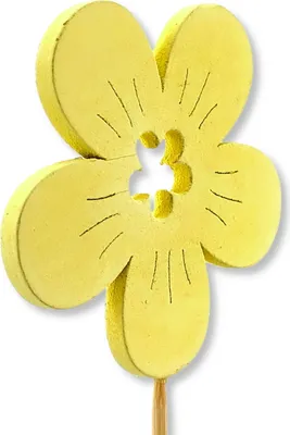 Produktbild von Holz Blumen-Stecker Blüte gelb 7 x 36cm Dekostecker Blumenstab Blumenstab Holzstecker
