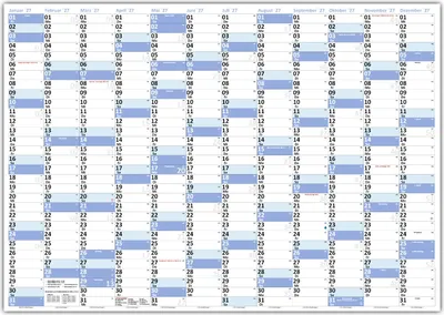 Produktbild von XL Wandkalender DIN A1 2027 blau, nass abwischbar Format 59,4 x 84,1cm Jahresplaner Wandplaner gerollt