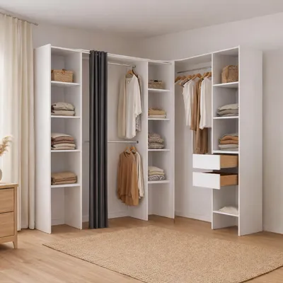 Image de Dindo - Grande Armoire, 234x205h cm Blanc, 2 Tiroirs