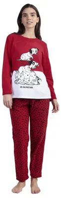 Obrázek produktu pro Pyžamo Disney Dalmatians pro dámy, dlouhé rukávy, teplé, červené, velikost 38