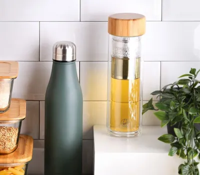 Immagine prodotto di Bottiglia di vetro portatile con filtro, capacità 350 ml