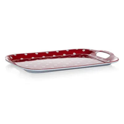 Produktbild von BANKETT Tablett mit Griffen Melamin PUNKTE 36 x 25,5 cm, red