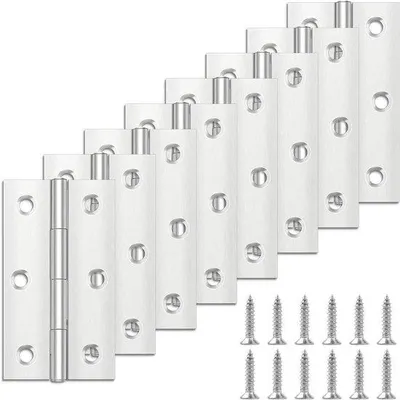 Immagine prodotto di Cerniere per porte 68 mm x 38 mm in acciaio inossidabile per porte in legno interne ed esterne - 8 pezzi