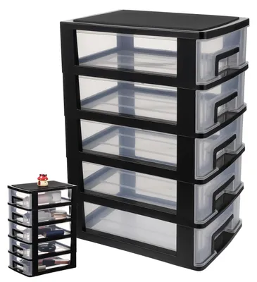 Aufbewahrungsturm mit 5 Schubladen, 21,1x15,2x31,4 cm, schwarz