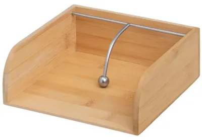 Produktbild von HowHomely Serviettenständer Serviettenhalter Bambus 19x19x7 cm mit Beschwerer