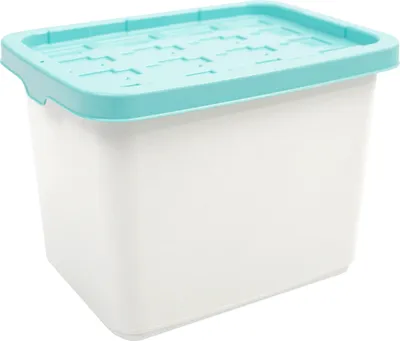 Zdjęcie produktu dla Doloni Pudełko do przechowywania z pokrywką 37x27x27 Biały/Turkusowy