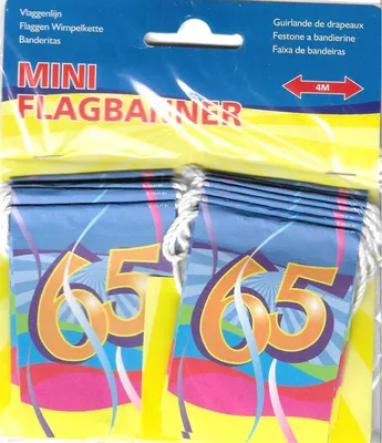 Produktbild von 1 Papier Mini - Girlande 65. Geburtstag , 4 Meter lang , Deko mit 65