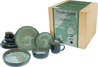 Zdjęcie produktu dla CreaTable, 21554, Nordic Fjord Green, 10-częściowy zestaw kombinowany, kamionka