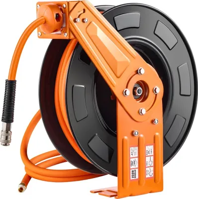 Image de Tuyau d'air comprimé Enrouleur de tuyau 300 PSI - Enrouleur automatique de tuyau - 9,52 mm x 19,81 m - Rangement de tuyau de haute qualité pour les appareils à air comprimé