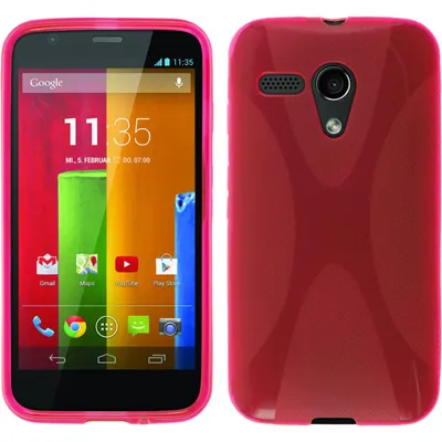 Produktbild von PhoneNatic Case kompatibel mit Motorola Moto G - pink Silikon Hülle X-Style + 2 Schutzfolien
