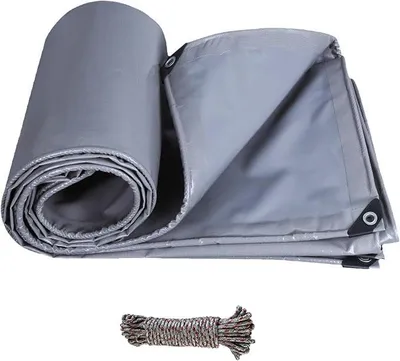 Imagen del producto de Lona para cubrir areneros de 2,6 x 4 metros, con ojales, de 500 g/m² de PVC, impermeable y resistente al desgarro. Lona de alta calidad, versátil para camiones, piscinas, muebles de jardín de madera, color gris