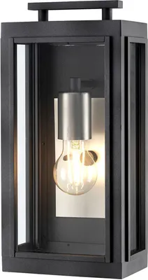 Produktbild von Wandlampe außen Aluminium Glas 35,5 cm hoch IP44 Zink Antik Nickel Antik E27 eckig Vintage Außenwandleuchte