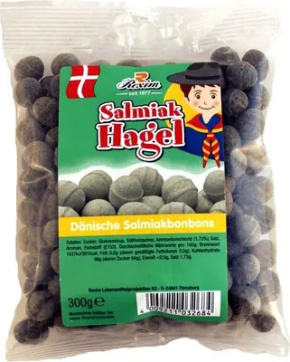 Produktbild von Rexim Salmiak Hagel, dänische Salmiakbonbons, 300 g,