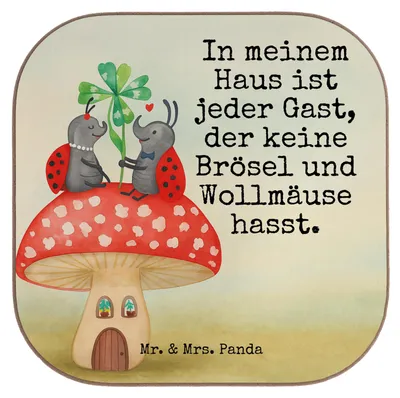 Produktbild von Mr. & Mrs. Panda Untersetzer für Gläser Marienkäfer Fliegenpilz Design - Weiß - Geschenk, Haus, Tischuntersetzer, Coaster, gläseruntersetzer, Zuhause, Tiermotive, Glas
