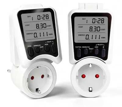 Productafbeelding van 2 Stuks Stroommeter voor Stopcontact met Groot LCD en Overbelastingsbeveiliging