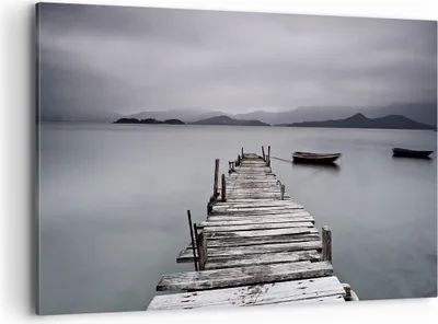Produktbild von Bild auf Leinwand - Leinwandbild - Brücke See - 120x80cm - Wand Bild - Wanddeko - Wandbilder - Leinwanddruck - Bilder - Kunstdruck - Wanddekoration - Leinwand bilder - Wandkunst - AA120x80-3547
