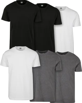 Produktbild von Urban Classics TB2684C | Basic Tee 6-Pack Herren T-Shirt - Farbe: blk/blk/wht/wht/chrcl/chrcl - Größe: L