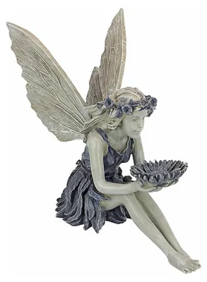 Produktbild von Gartenfigur – Fee mit Sonnenblume – 14,8 x 14 x 8 cm – Vogelfutterhaus – Gartendekoration – Gartenfigur – Weihnachtsdekoration
