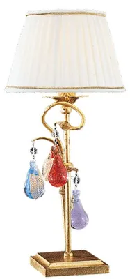 Immagine prodotto di Casa Padrino lampada da tavolo barocca in cristallo oro con patina / multicolore / bianco Ø 20 x H. 45 cm - Magnifica lampada da scrivania in stile barocco con vetro di Murano - Qualità lussuosa - Italy