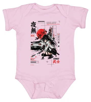 Productafbeelding van Tokyo Samurai Meisjes Katana, JDM Sportauto, Japanse Anime, Y2K, Cyberpunk, Babyromper, Roze, Maat 12/18