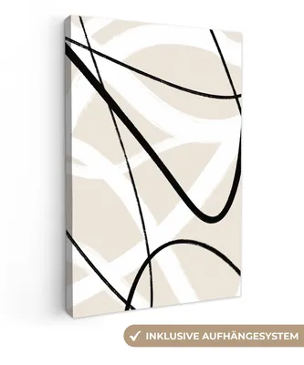 Produktbild von MuchoWow® - Leinwandbilder - Linie - Abstrakt - Minimalismus - Pastell, Wandbild, Wanddeko Bilder Wohnzimmer, 80x120 cm