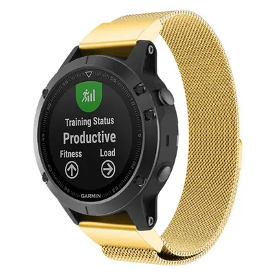 Produktbild von FFO2World Milanaise-Edelstahlarmband QuickFit 20 mm für Garmin Fenix 5S/6S/7S/8 (43 mm), Milanaise-Uhrenarmband für Garmin Smartwatches, Gold