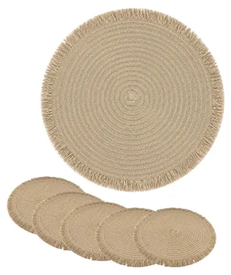 Produktbild von Platzset Boho Rund, Tischset Platzmatte Bast Esstisch, Geflochtene Dekorationsunterlage Tischdeko Seegras, 36cm Beige