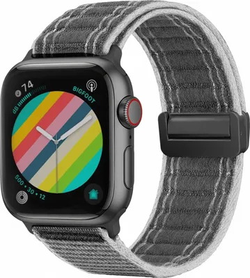 Produktbild von Smartwatch Armband für Apple Watch SE 1 40mm Nylon Textil Band Ersatzband Wechselband Magnetverschluss flexibel atmungsaktiv Grau