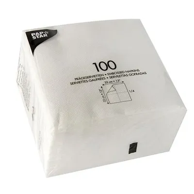 Produktbild von Papstar Servietten, 1-lagig 1/4-Falz 33 cm x 33 cm weiß, 4 x 1200 Stück