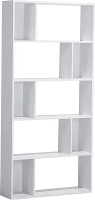 Produktbild von BELIANI Bücherregal Weiß MDF Platte Spanplatte 174 x 83 x 23 cm Skandinavisch Minimalistisch 5 Fächer Viel Stauraum Wohnzimmer