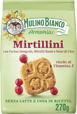 Produktbild von Mirtillini Preiselbeer-Mürbegebäck 270g - Mulino Bianco