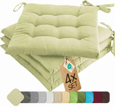Produktbild von Sitzkissen Stuhlkissen Indoor & Outdoor 4er Set 40x40 cm - Minze - etérea Stuhl Kissen Auflage mit Bändern
