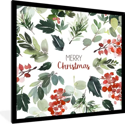 Produktbild von MuchoWow® Gerahmtes Poster Weihnachten - Zitat - Aquarell 40x40 cm - Poster mit Schwarzem Bilderrahmen Wandposter Rahmen Foto Bilder - Mit Rahmen - Wanddekoration Schlafzimmer