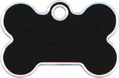 Produktbild von Adressanhänger mit Gravur - Knochen klein - schwarz mit Silberrand