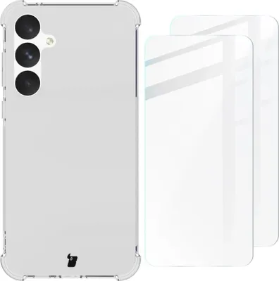 Produktbild von Bizon Case Clear Pack Hülle + 2x Glas für Galaxy A55 5G, transparent