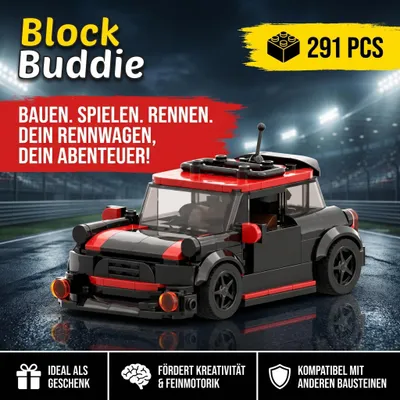 Produktbild von BlockBuddie™ Cooper S inspiriertes Klemmbaustein Auto mit 291 Teilen – Sportwagen Modellbausatz