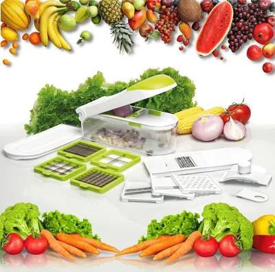Obrázok produktu pre Dicer Express - multifunkčný krájač na zeleninu a ovocie, 15-dielna súprava s ochranou prstov, univerzálny krájač - originál z televíznej reklamy