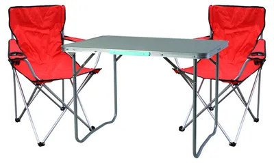 3-teiliges Campingmöbel Set rot 2x Stuhl inkl. Tasche + 1x Tisch