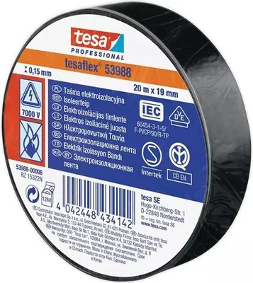 Zdjęcie produktu dla Taśma Izolacyjna Czarna 19mm x 20m TESA