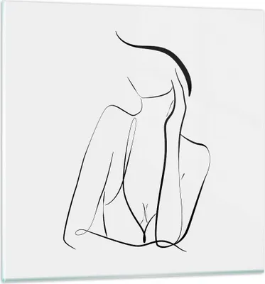 Produktbild von Bilder auf glas - Einteilig - Frau Linien Minimalismus - 60x60cm - Glasbilder - Wandbilder - Bilder - zum Aufhängen bereit - Wanddekoration aus Glas - Glas Bilder - Wandbild auf Glas - GAC60x60-4488